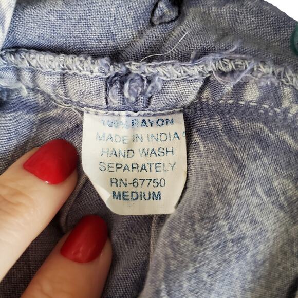 Embroidered Chambray Midi Dress Teacher Retro 90s - Picture 8 of 8